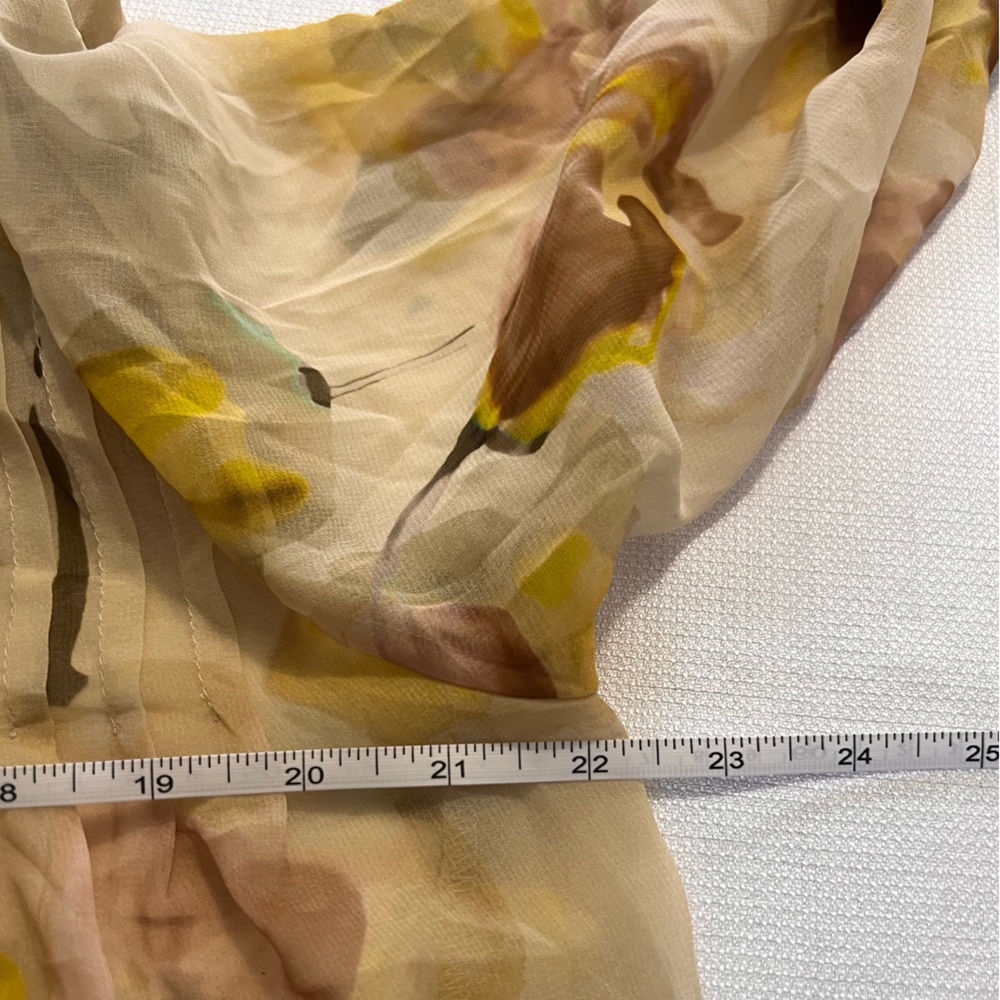 ZARA Scarf Detail Floral Print Oversized Shirt | Ecru/Yellow - Picture 13 of 14